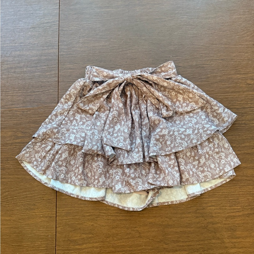 Floral Brown Layered Women's Skort
